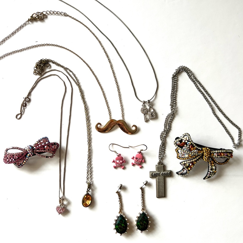 Assorted Necklaces, Hair Clips, Earinngs
